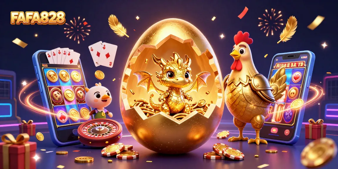 Engage in thrilling gameplay at FAFA828 with a golden dragon guarding poker chips in a festive casino scene.