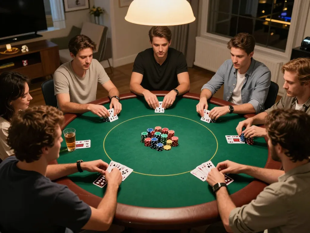 Players engage in a friendly game of Texas Hold'em poker while discussing strategies for worldcup2026.