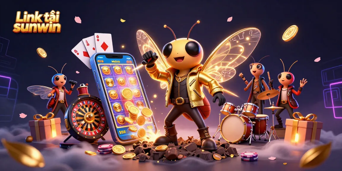 Spin to win with the Link tải sunwin, showcasing an electrifying casino scene.