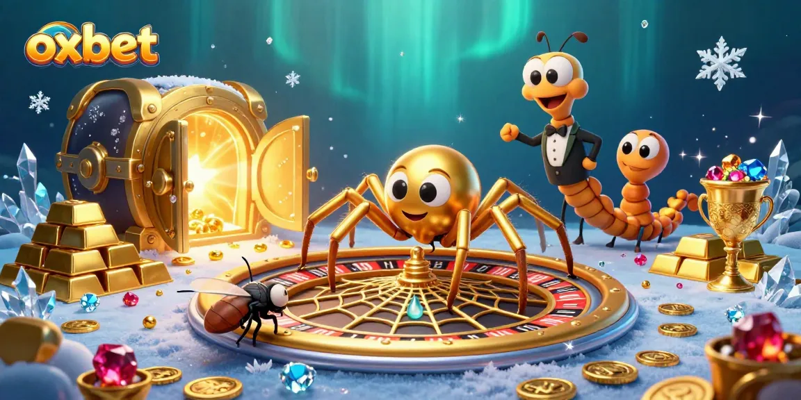 Experience the thrill of gambling with oxbet as a golden spider spins a roulette wheel!