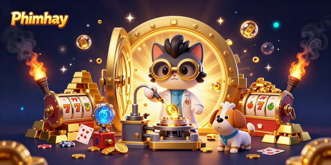 Spin the reels and win at Phimhay's dynamic online casino experience, featuring exciting characters and vibrant treasures.