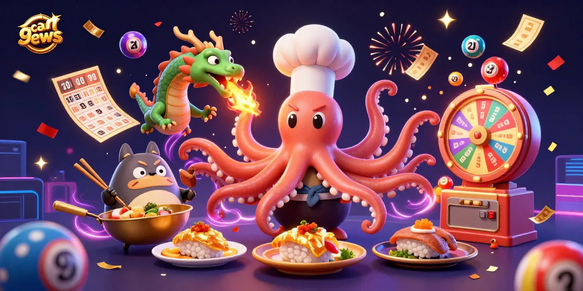 Engage in thrilling casino excitement with gcanews, featuring vibrant lottery elements and dynamic characters.