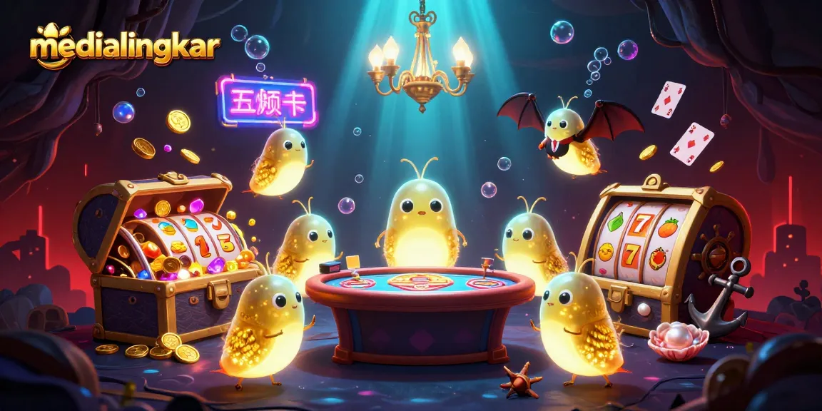 medialingkar engages players in a vibrant cave casino illuminated by unique glowworm characters.