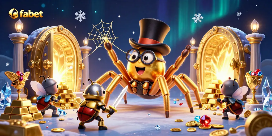 fabet casino experience with cartoon characters and dynamic winning elements; 3D illustration