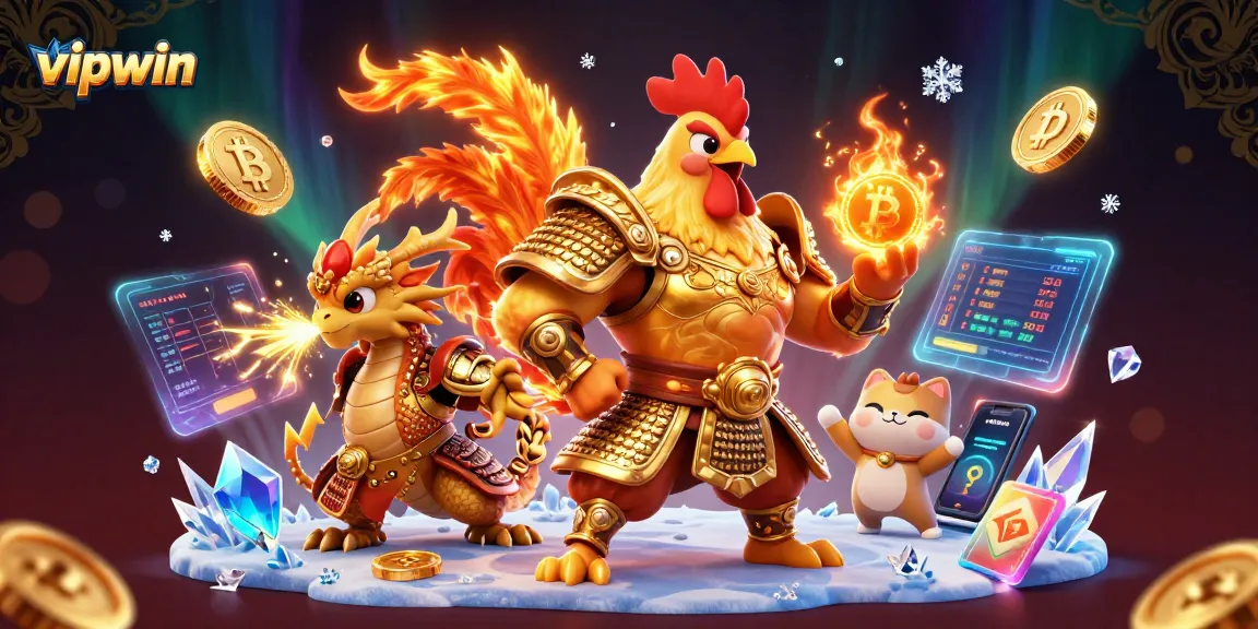 Experience thrilling gameplay at vipwin with vibrant characters and crypto elements in an exciting casino setting.