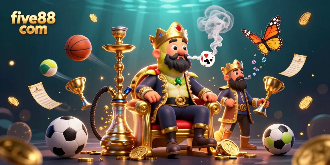 Experience the thrilling ambiance of five88 com with this dynamic gambling scene showcasing sports and casino elements.