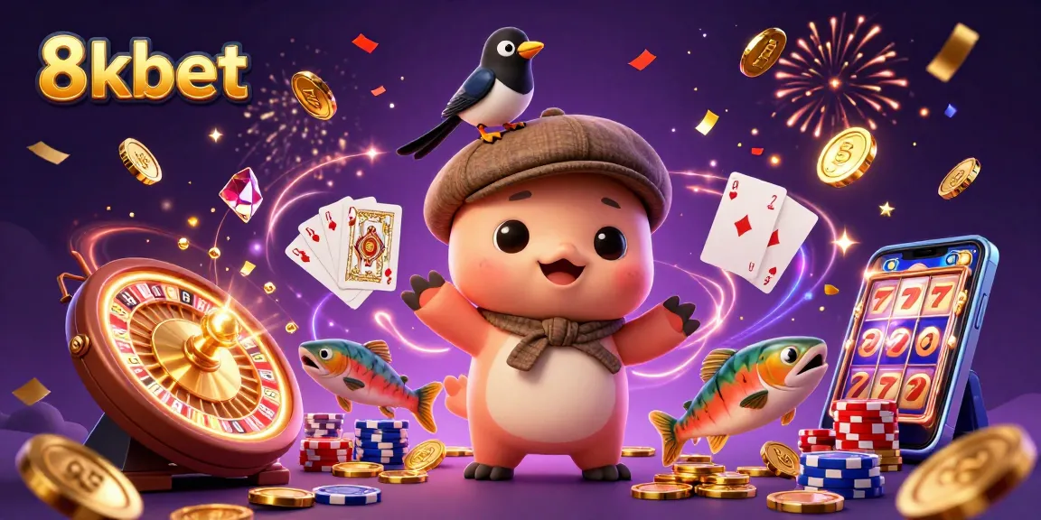 Join the excitement with 8kbet and discover playful Nessie amid a vibrant casino scene.