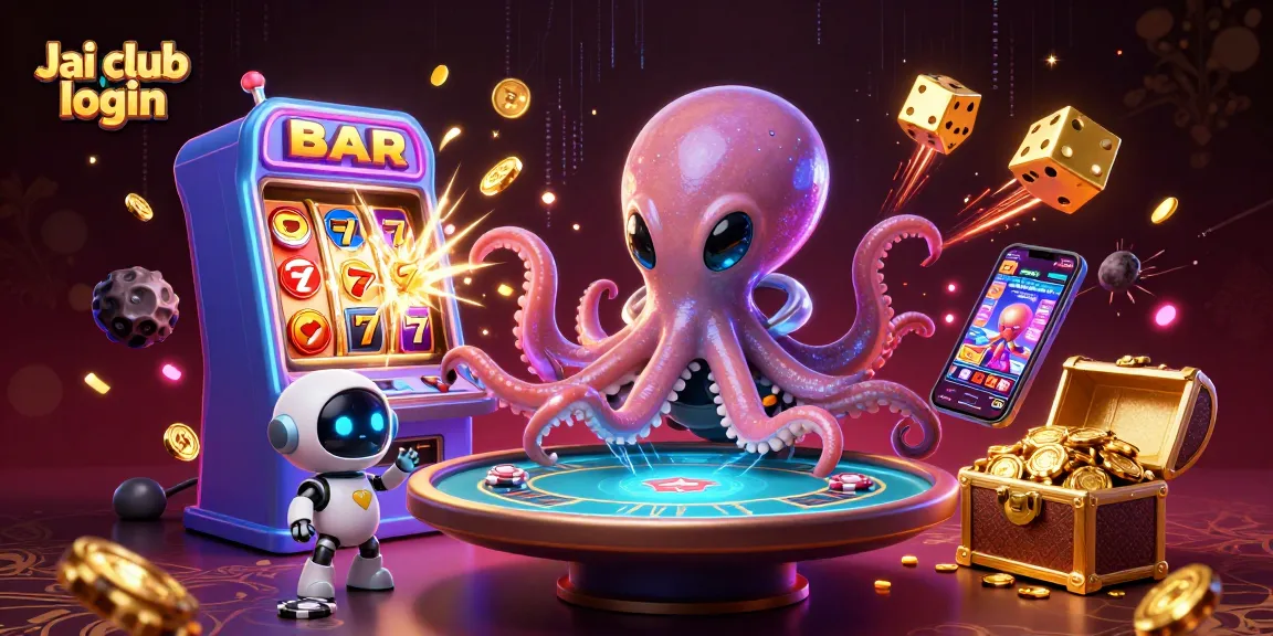 Experience thrilling Jai club login with an alien octopus amid vibrant casino game elements.
