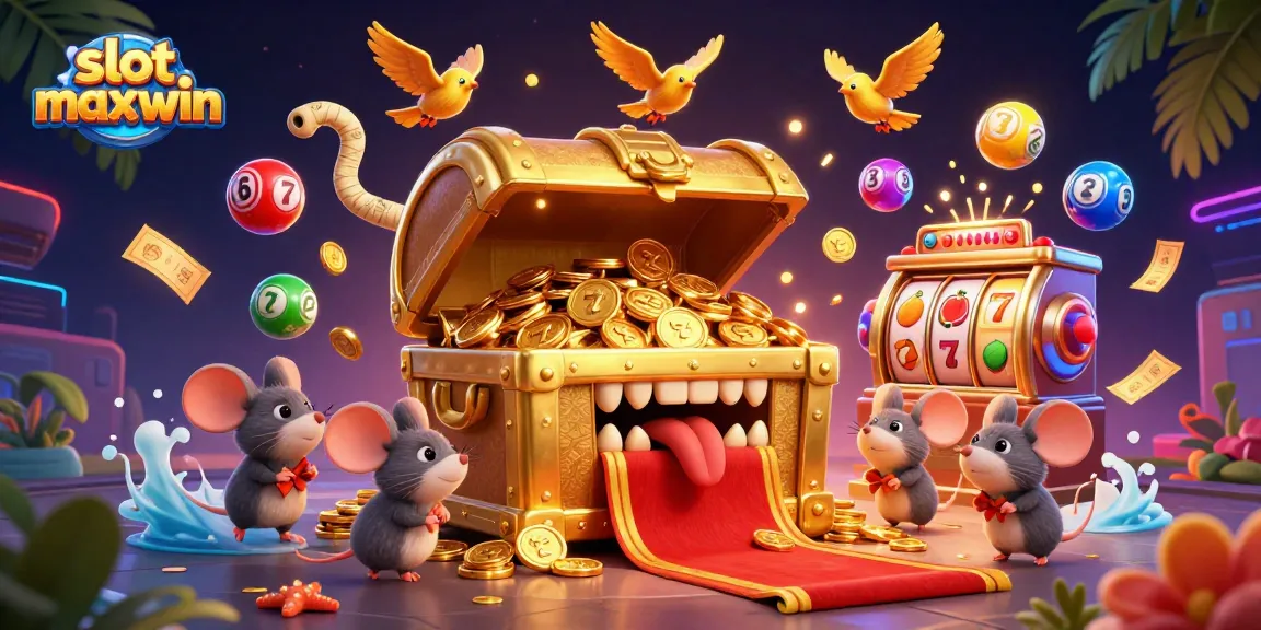 Enjoy thrilling gameplay with slot maxwin featuring a treasure chest and dynamic slot elements.