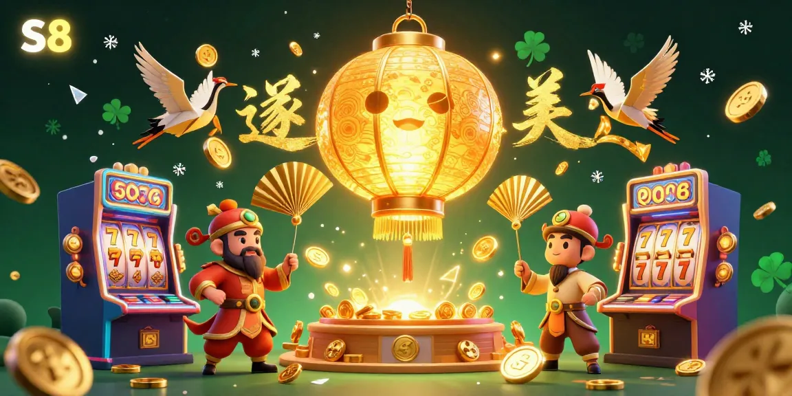 S8 players enjoy a thrilling jackpot in an ultra-detailed online casino scene.