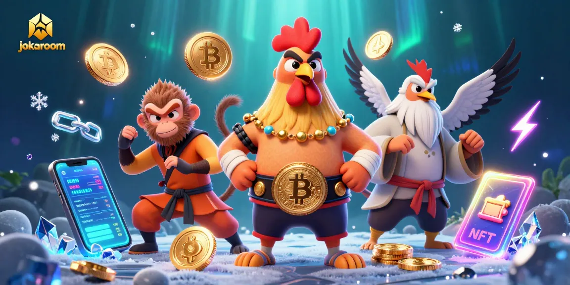 Discover jokaroom's vibrant casino world with a dynamic Muay Thai rooster and martial artists.