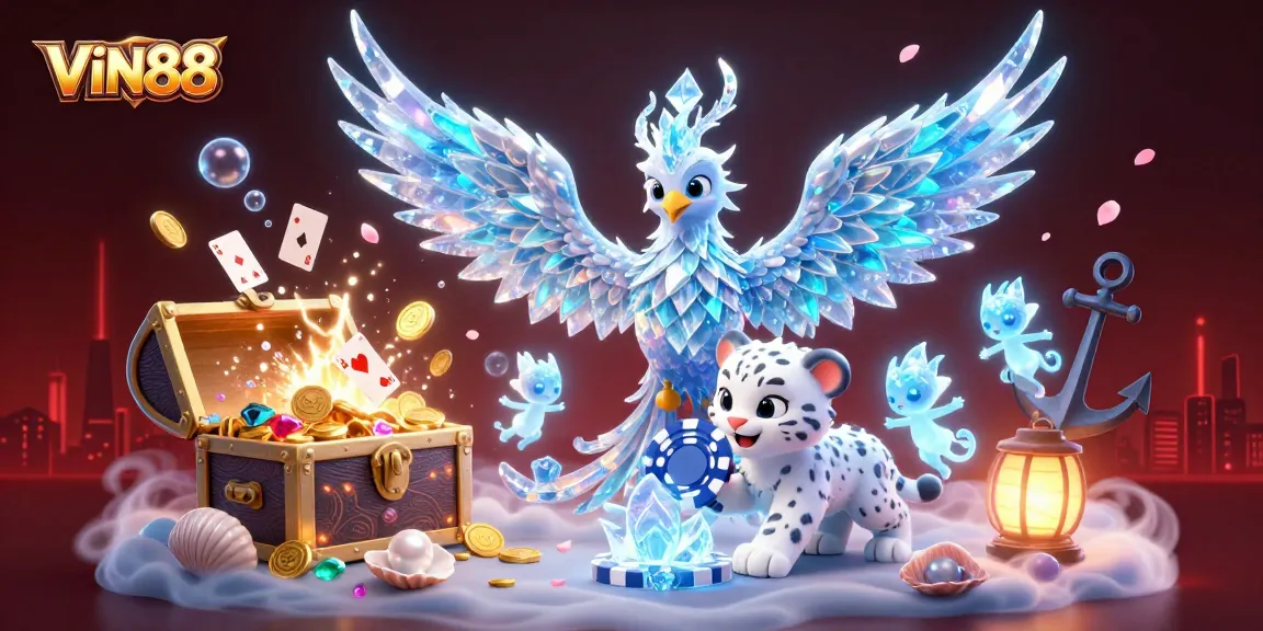 Experience thrilling gameplay with VIN88 in a vibrant 3D casino scene full of excitement.