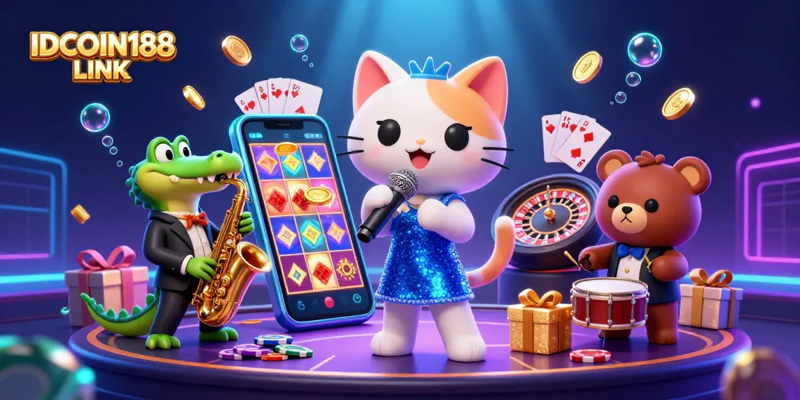 Catch the thrilling action at IDCOIN188 LINK where a jazz-singer cat and friends celebrate gaming wins with animated visuals.