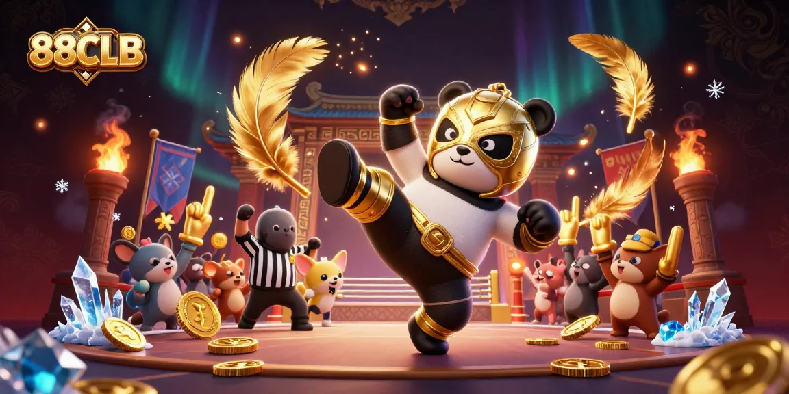 Experience intense action at 88CLB with a panda wrestler and cheering animal fans.