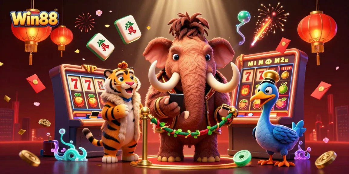 Win88 showcases a vibrant casino scene with characters and animated elements for an immersive gaming atmosphere.