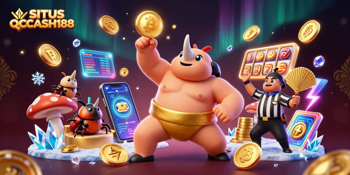 SITUS QQCASH188 engages players in an action-packed slot game scene with vibrant 3D characters.