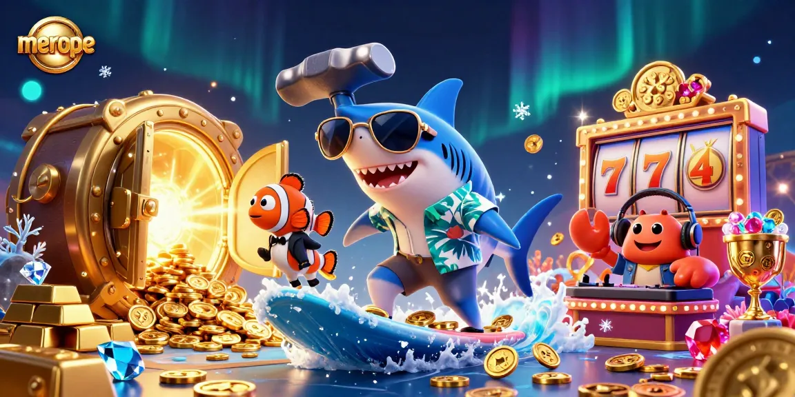 Spin the reels at meroope with a party of characters amidst gold coins and treasure.