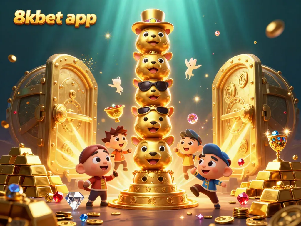 Experience the thrill with the 8xbet app, showcasing vibrant casino elements and dazzling treasures.