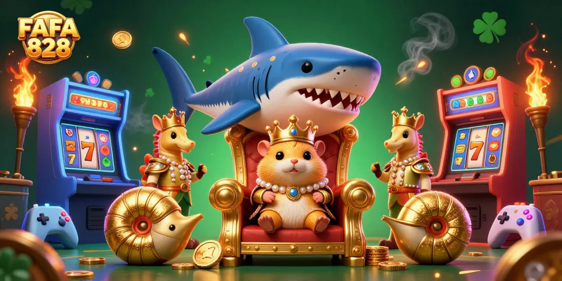 Experience the vibrant gaming world of FAFA 828 with engaging slot reels and arcade elements.