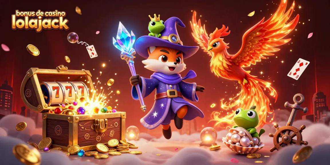 Engage with bonus de casino lolajack in a lively 3D casino scene filled with treasures and game symbols.
