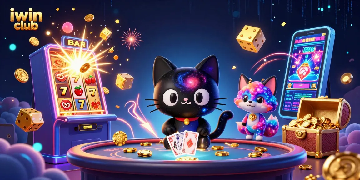 Experience big wins at iwin club with an exciting cosmic casino scene filled with vibrant game elements.