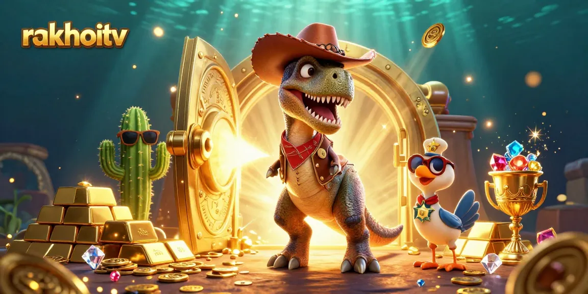Experience the thrill of rakhoitv with vibrant cartoon characters and sparkling casino elements.