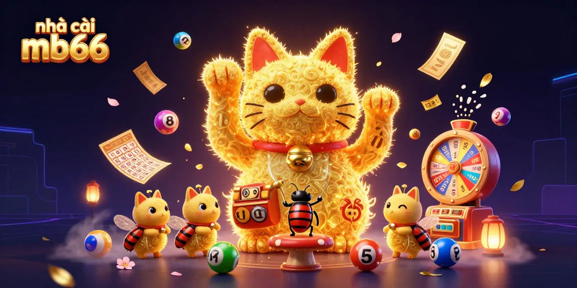 Experience the excitement at nhà cái mb66 with a vibrant lottery-themed 3D illustration showcasing dynamic game elements.