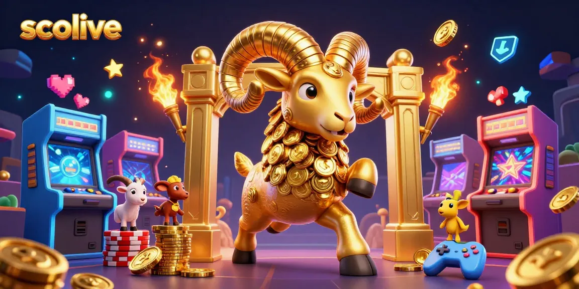 Socolive showcases a vibrant 3D ram charging through a golden gate, surrounded by exciting casino elements.