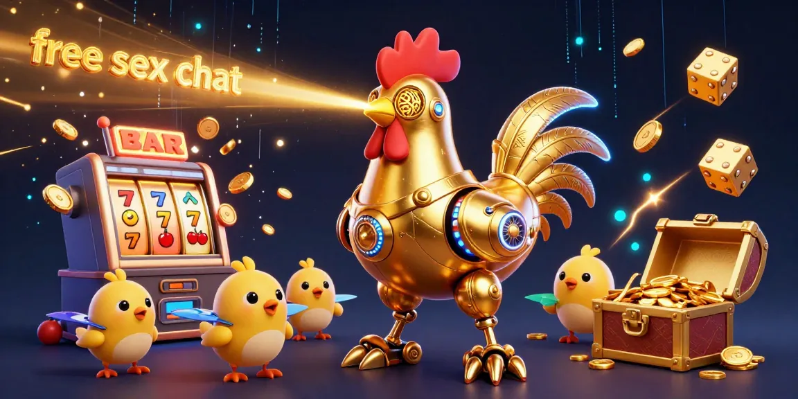 Engage in free sex chat with animated characters in a vibrant casino-themed illustration.