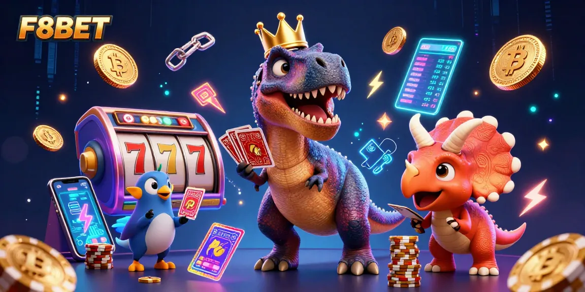 Experience the excitement of F8BET with animated characters enjoying a vibrant casino atmosphere.