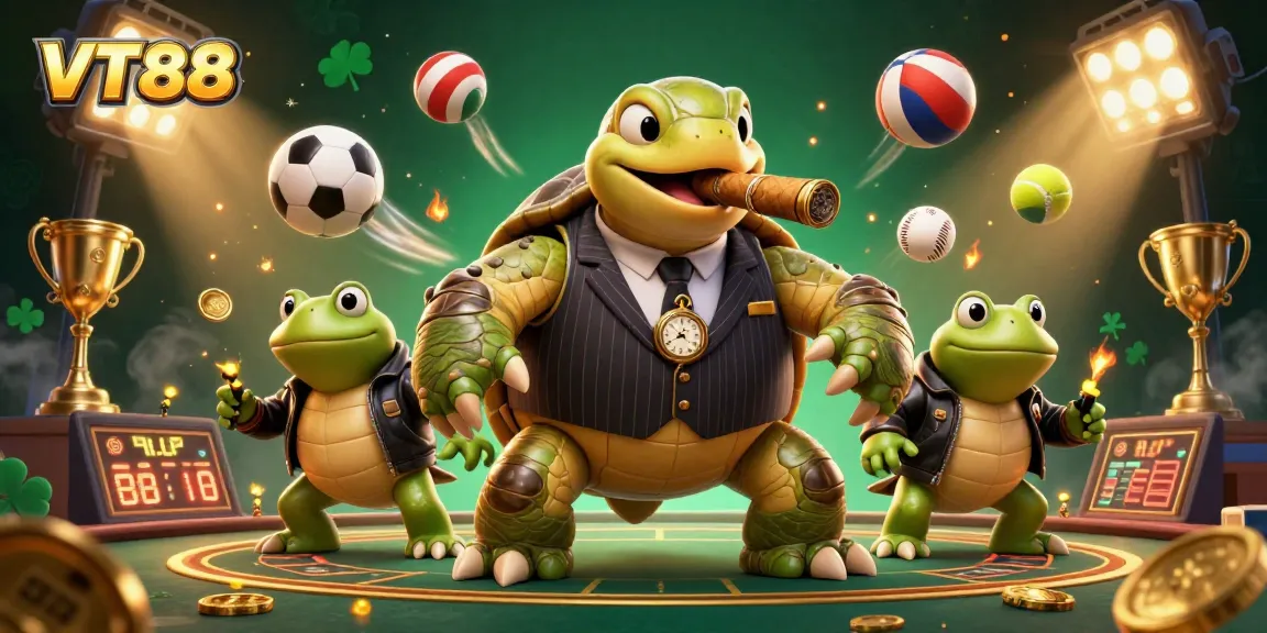 Unleash your fortune with VT88, featuring a whimsical casino scene highlighting immersive betting activities and vibrant characters.