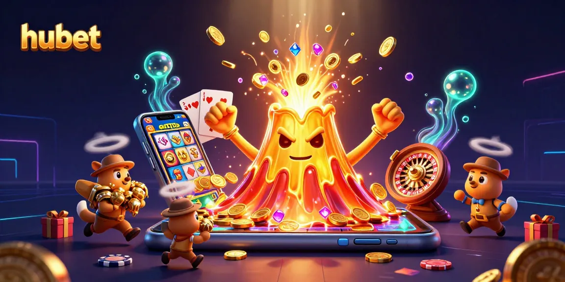 Fleeing shiny treasures from volcano depicting thrilling hubet gaming experience