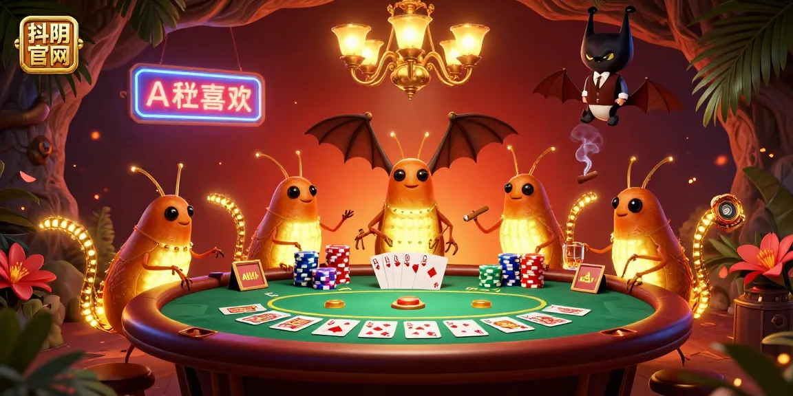 Experience the excitement of 抖阴官网 with glowworms illuminating a vibrant casino scene, highlighting poker action.