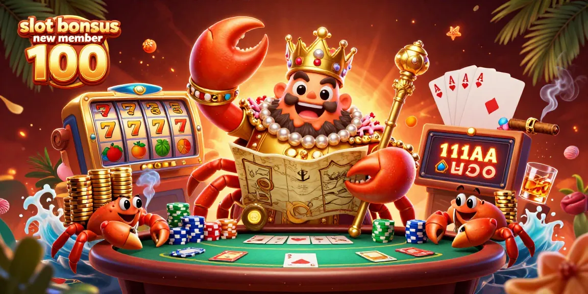 Experience the excitement with the slot bonus new member 100, featuring vibrant characters and casino elements in a rich, dynamic scene.