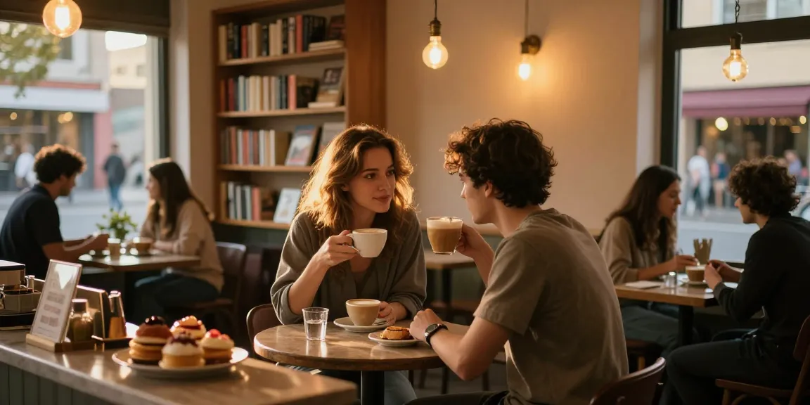 Your heart races when you have a crush on someone, as seen in a cozy coffee shop where a couple shares a romantic moment.