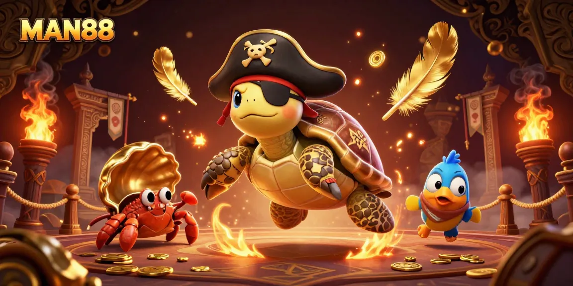 Engage with MAN88's dynamic adventure featuring vibrant characters and rich gambling elements in a thrilling scene.