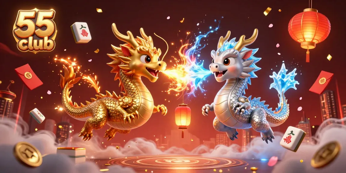 Engage with the thrilling world of the 55 club featuring dragons and vibrant casino elements.