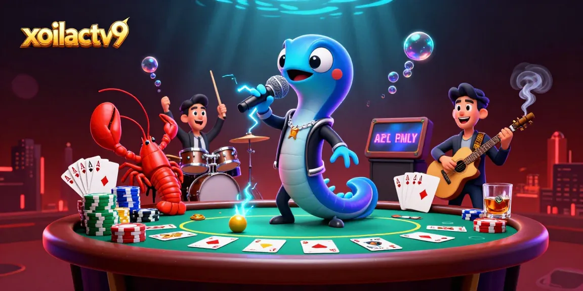 Experience thrilling bets at xoilactv9 with a vibrant 3D underwater casino scene showcasing colorful poker chips and characters.