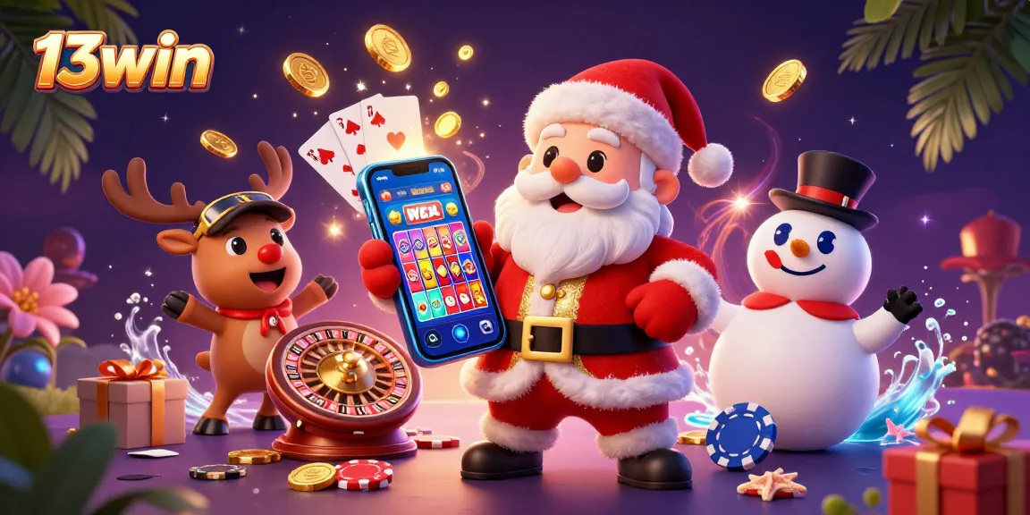Experience the vibrant gameplay at 13win with Santa and friends showcasing lively slot games.