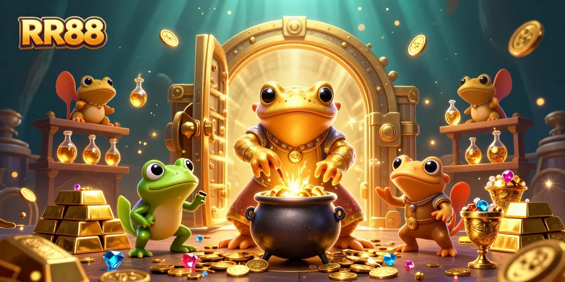 RR88 features a golden salamander alchemist turning metals into coins amidst rich gambling treasures.