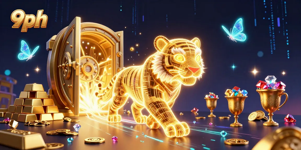 Experience the thrill of 9ph with a dynamic digital casino landscape and glowing treasures.