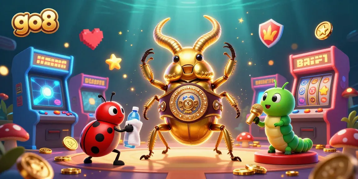 Experience winning strategies at go8 with a vibrant casino-themed 3D illustration showcasing gaming excitement.