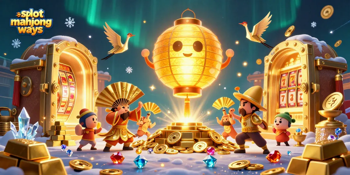 Spin the slot mahjong ways for big wins with glowing treasures and festive characters in a vibrant casino scene.