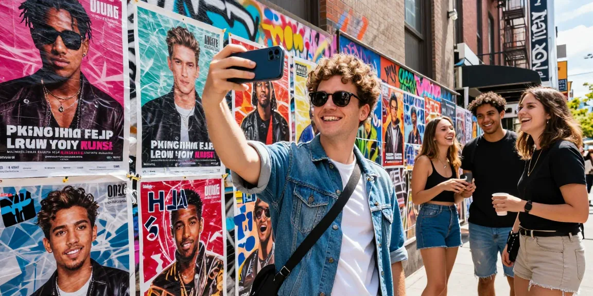 Discover which celebs I look like while taking a selfie in a vibrant urban setting.